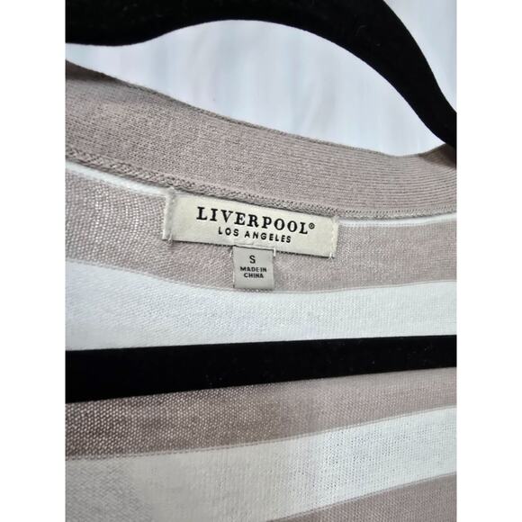 Liverpool Women's Sweater Stripes Beige Size Small Button Front V-neck Cardigan - Picture 4 of 5